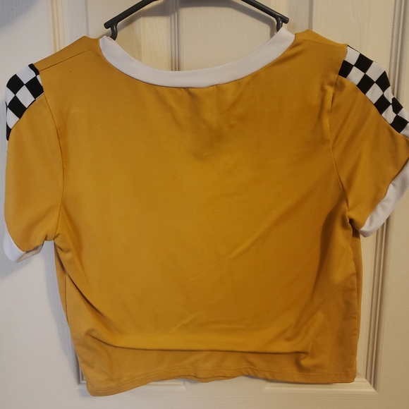 yellow checkered crop top